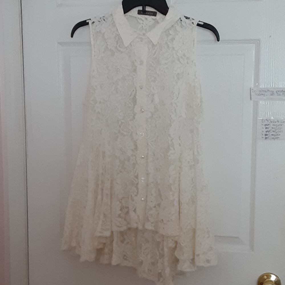 Long sheer lace blouse